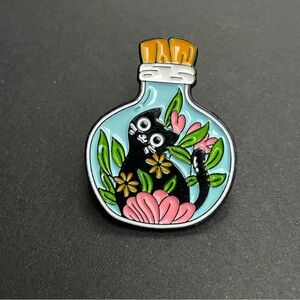 Black Cat In A Bottle Enamel Backpack Pin $5 When Bundled